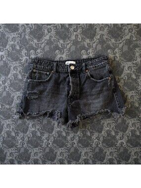ZARA Black Denim Button Fly Cutoff Shorts Size US 4 / EUR 34